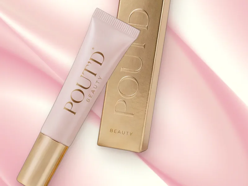 POUT'D Lip Plumper beside a soft-lip care routine: the glossy $25 tube that finishes soft, hydrated lips.